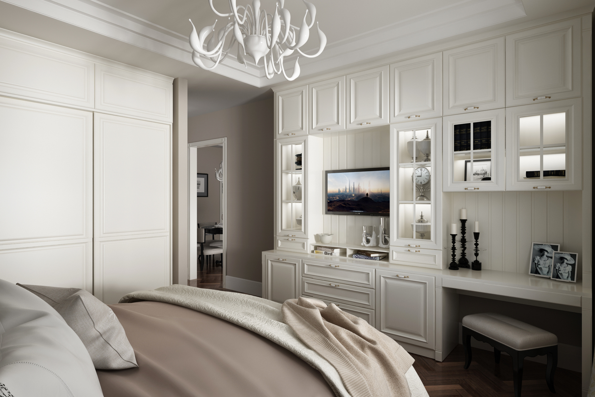 全鋁衣柜-01（風格：簡歐；顏色：暖白）